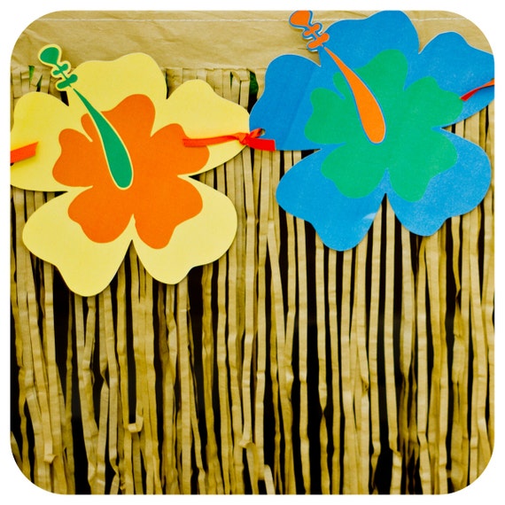 Luau Flower Garland Banner ; Luau Party; Luau Birthday Party; Garland Banner; Luau Decor; Il_570xn