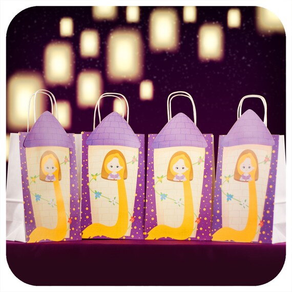 Tangled party; Tangled PDF Birthday Party Gift Bag Fronts; Rapunzel Party; Tangled Party decor; Tangled party decor; Tangled Birthday Il_570xn