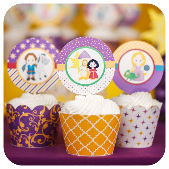 Tangled Party Tangled Birthday Party Tangled Cupcake Wrappers And Toppers Rapunzel Party Tangled Party Decor Tangled Tangled Birthday