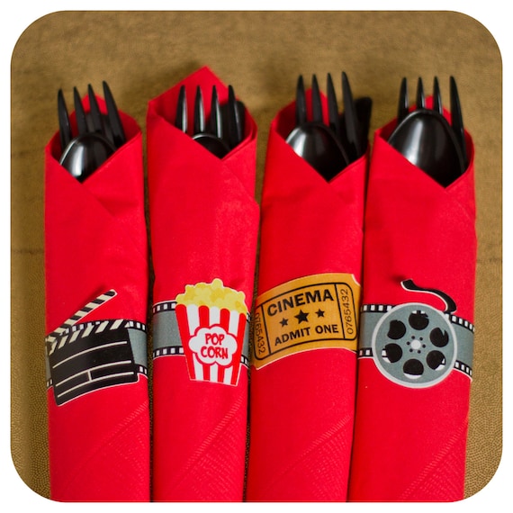 Movie Night Napkin Rings; Movie Night Birthday Napkin Rings ; Movie Night decor; Movie Night Party; Movie Night Birthday Party Il_570xn