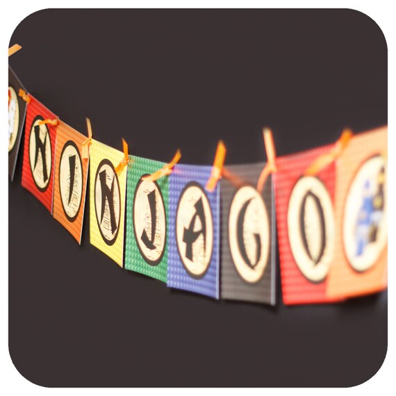 Ninja; Ninja Party; Ninja Birthday Party; Ninja Party; Ninja Birthday; Birthday Party; Ninja EDITABLE Deluxe Garland Banner Il_570xn
