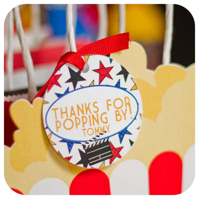 Movie Night Movie Night Birthday Gift Bags and Tags Movie Etsy