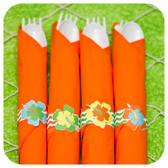Luau Napkin Rings ; Luau Birthday Party; Napkin Rings; Luau Decor; Il_570xn