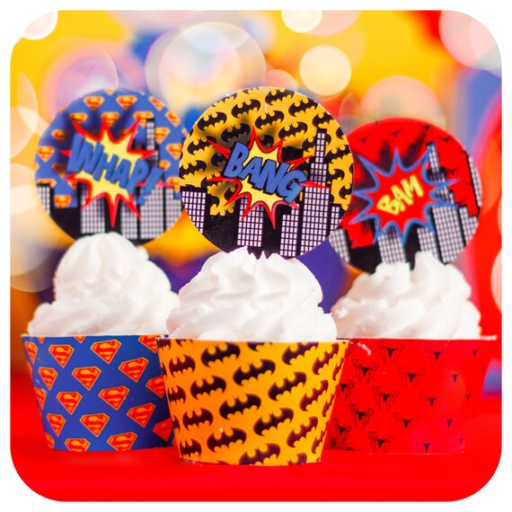 Superhero; Superhero Party; Superhero Birthday; Superheroes Cupcake Wrappers and Cupcake Toppers; Superheroes; Superheroes Birthday Party Il_570xn