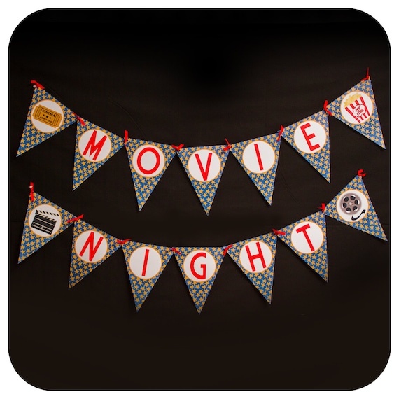 Movie Night Banner; Movie Night Birthday Banner; Movie Night Decor; Movie Night Party; Movie Night Birthday Party Decor Il_570xn