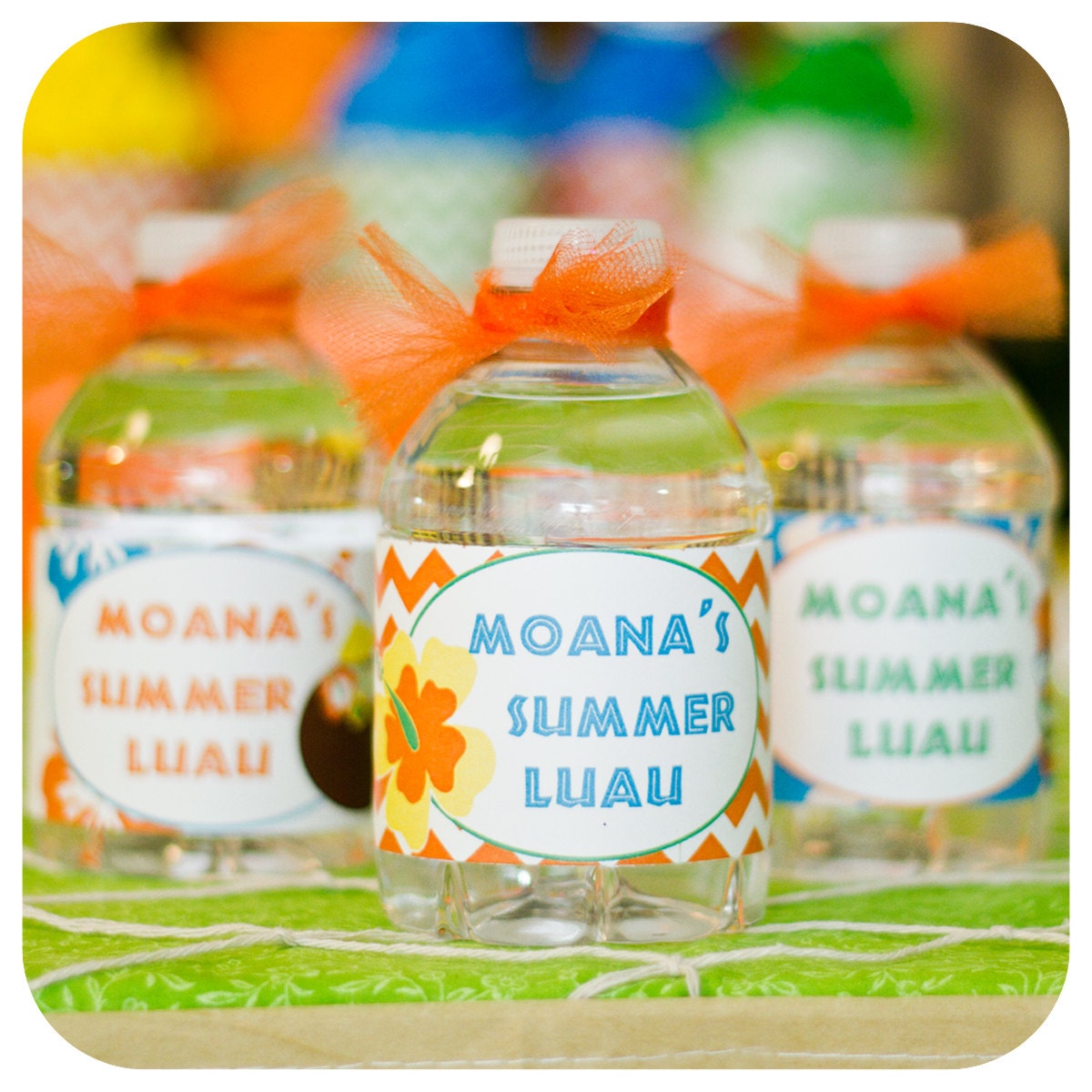 Luau Water Bottle Wrappers Luau Birthday Party Luau Party Etsy