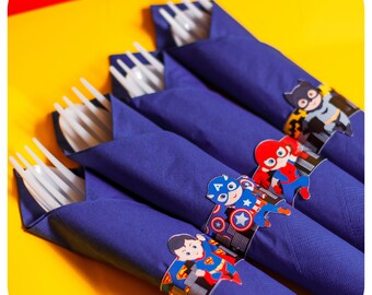 Superheroes Napkin Rings; Superheroes Party; Superheroes Birthday Party