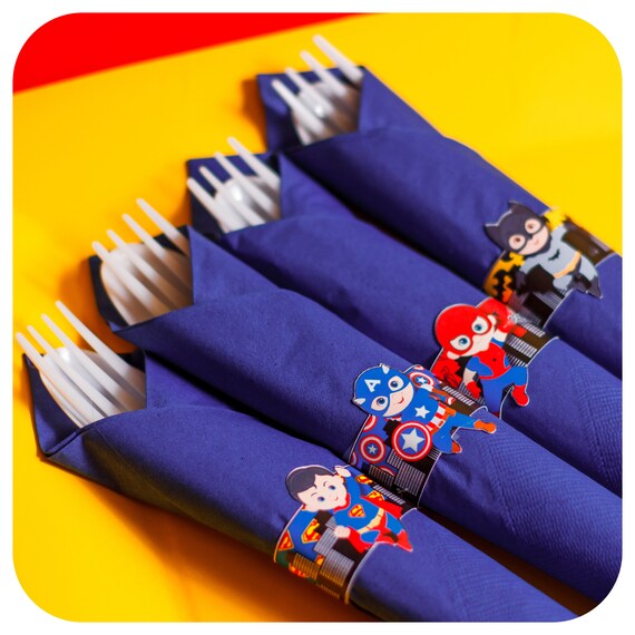 Superheroes Napkin Rings; Superheroes Party; Superheroes Birthday Party Il_570xn