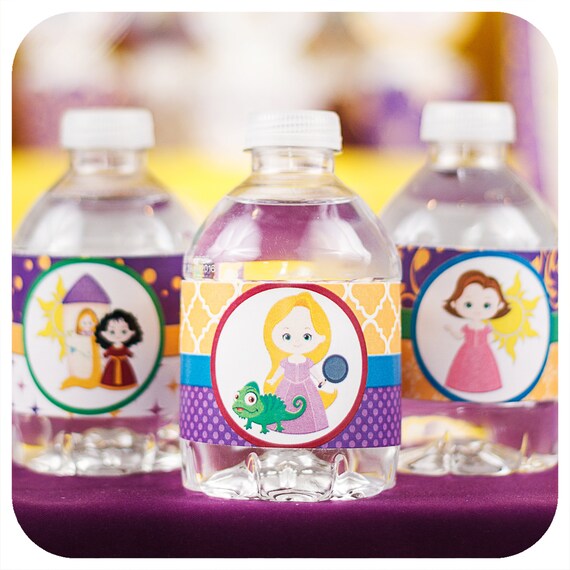 Tangled Party Tangled Birthday Party Tangled Water Bottle Wrappers Rapunzel Party Tangled Party Decor Tangled Tangled Birthday