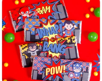 Superhero; Superhero Party; Superhero Birthday; Superhero; Superheroes Candy Bar Wrappers; Superheroes Party; Superheroes Birthday Party