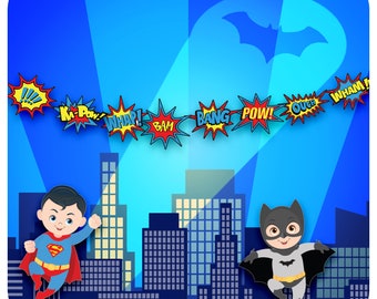Superhero party; Superhero Party theme; Superhero party Ideas; Superhero party garland banner; Superhero party name banner; Superheros