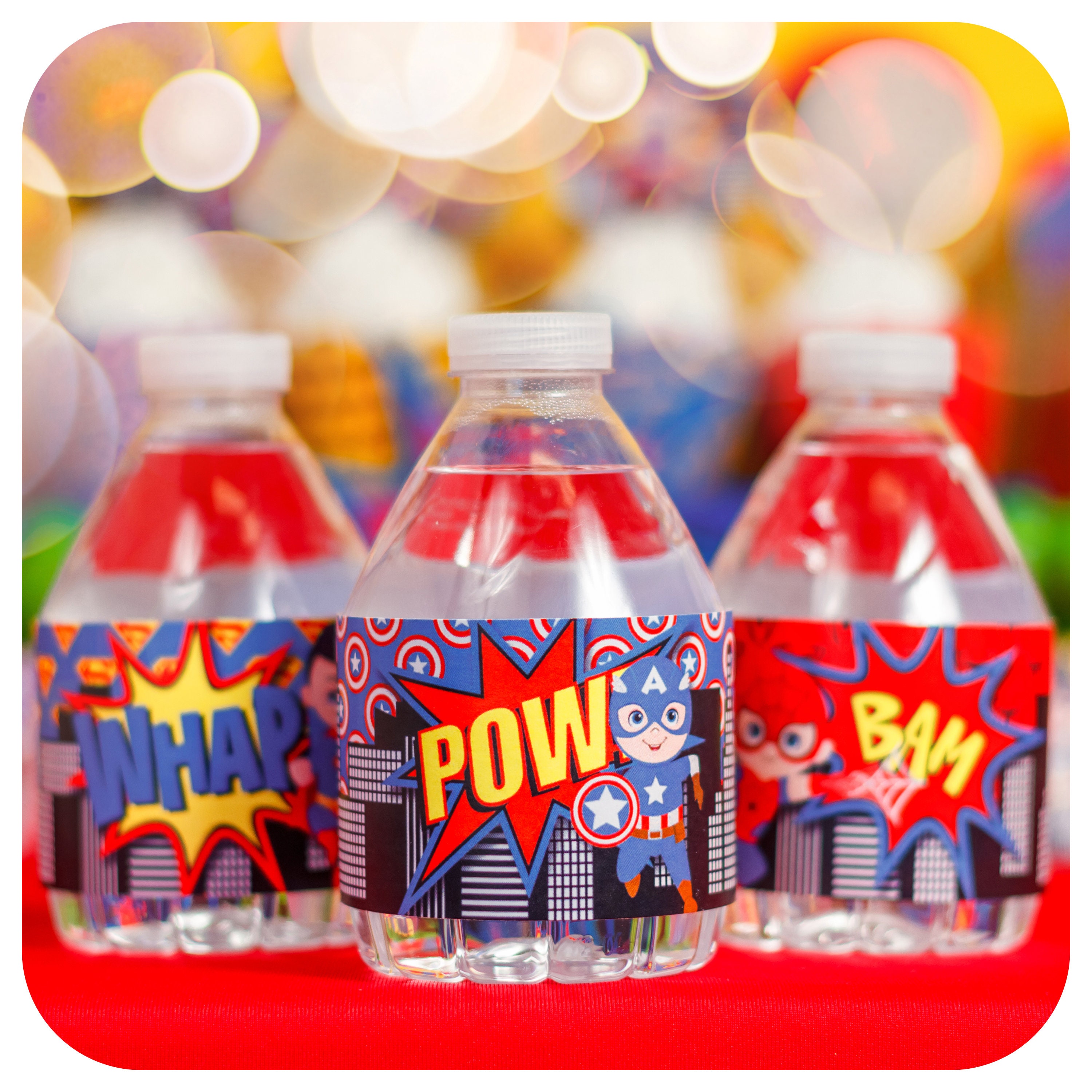 LEGO SUPERHEROES Super heroes BIRTHDAY PARTY FAVORS WATER BOTTLE LABELS WRAPPERS