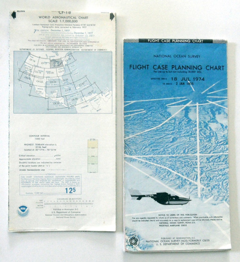 Vintage Aviation Pilot's Sectional Flight Plan Maps Maps,flight Case