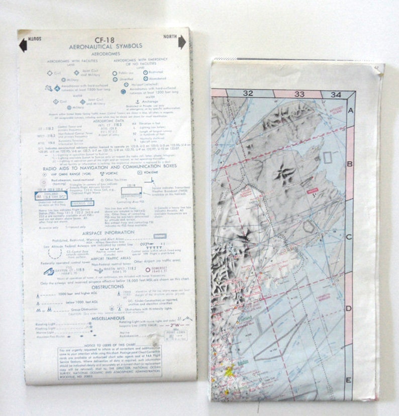 Vintage Aviation Pilot's Sectional Flight Plan Maps Maps,flight Case