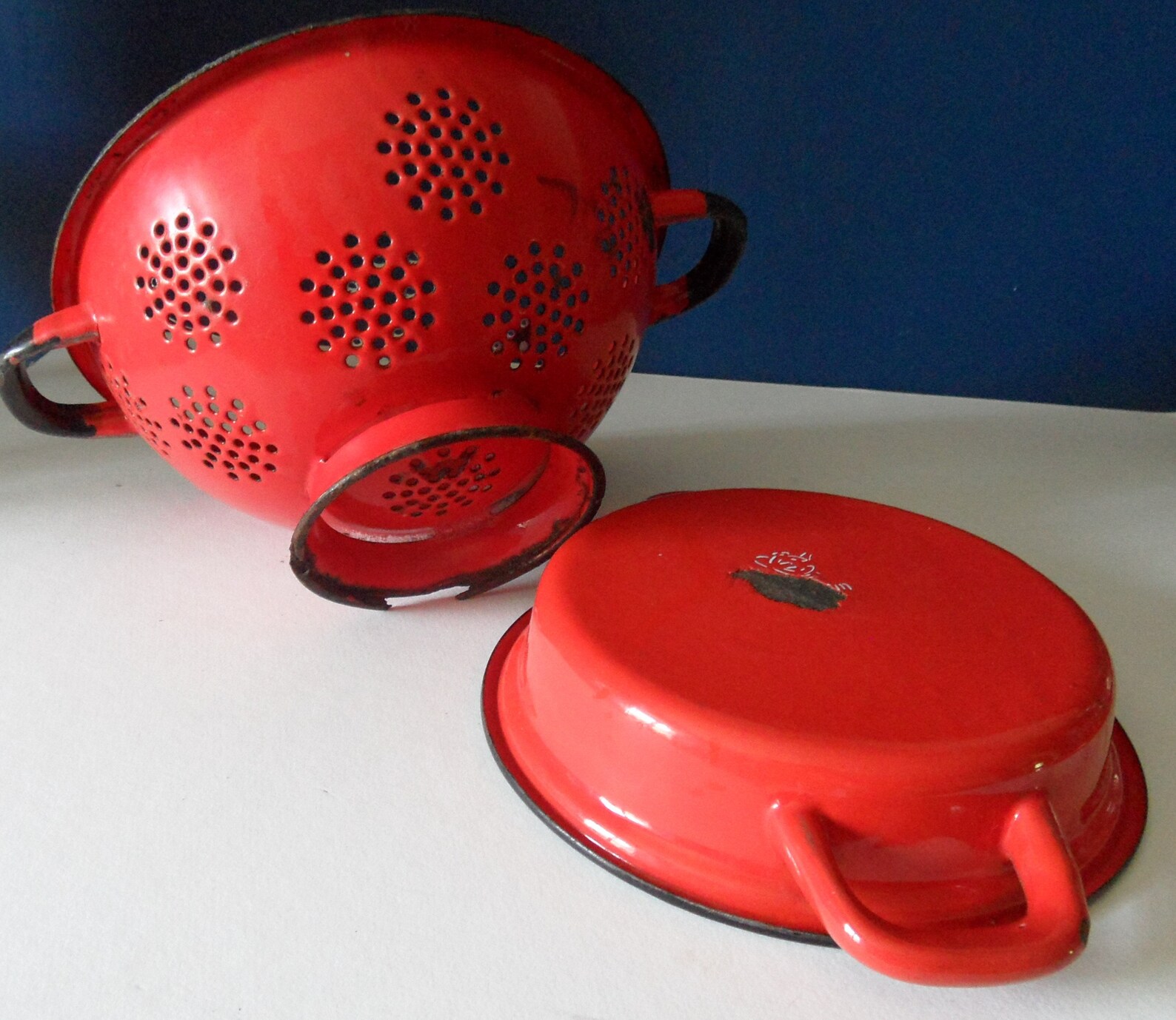 Vintage Enamel Colander and Lidded Dishvintage French Enamel Etsy