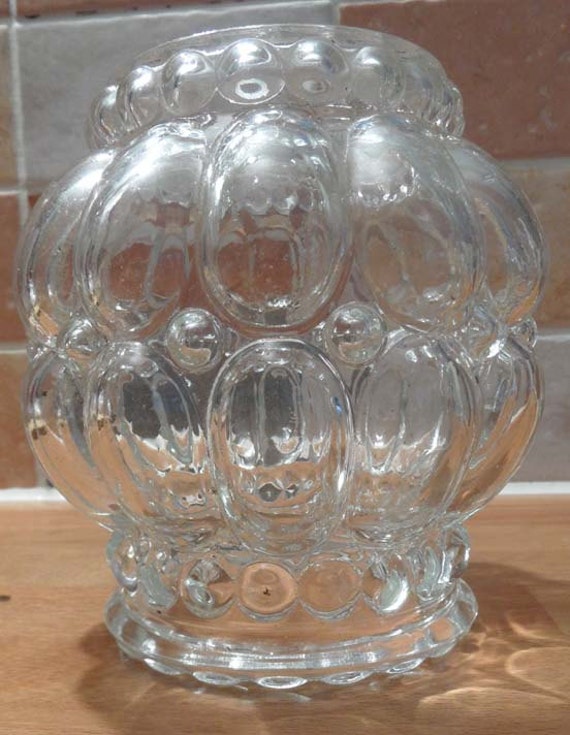 French Glass Lamp Shade Vintage Retro Round Bubble Clear