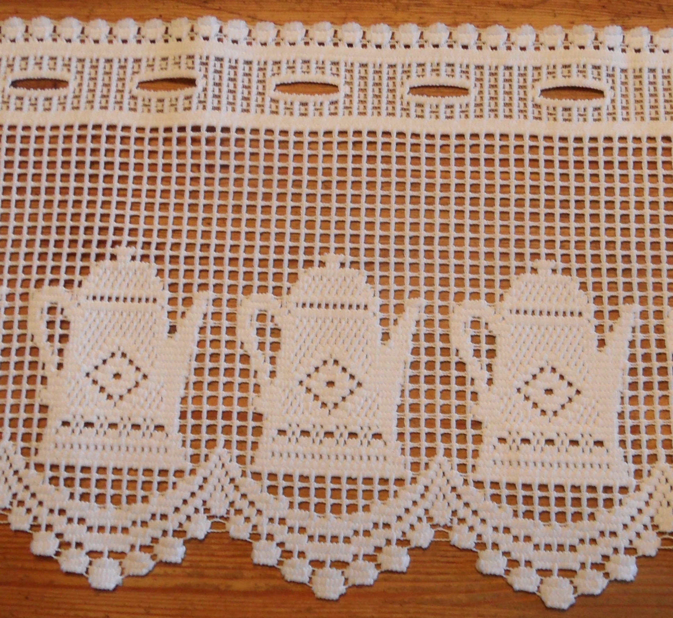 Rideau de Café Vintage Français, Rideau Cuisine, Traitements Fenêtre Français, en Coton Blanc