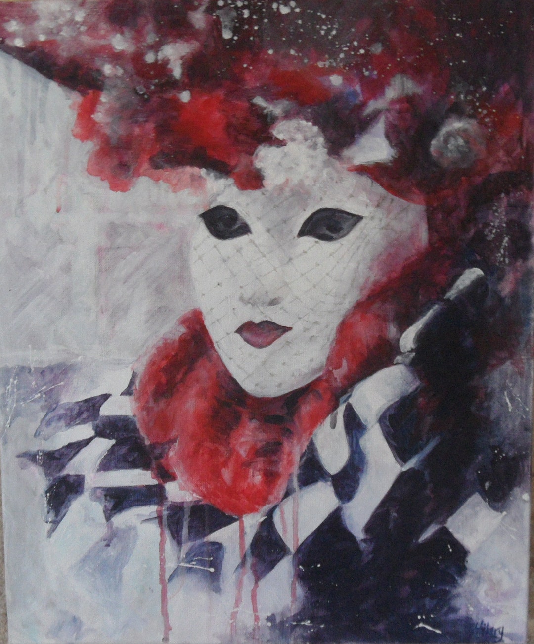 Original Painting of Venice Carnival, Mask Painting, Venice Carnival
