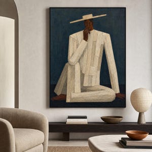 Patchwork Nomad | Hand Painted Oil Painting | Impasto Geometric Figure Art | Olive Green Textured Canvas | Home Decor