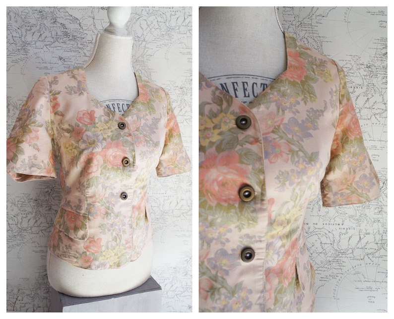 Short sleeve cotton jacket. Salmon Pink large size jacket