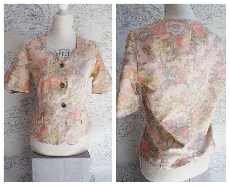 Short sleeve cotton jacket. Salmon Pink large size jacket