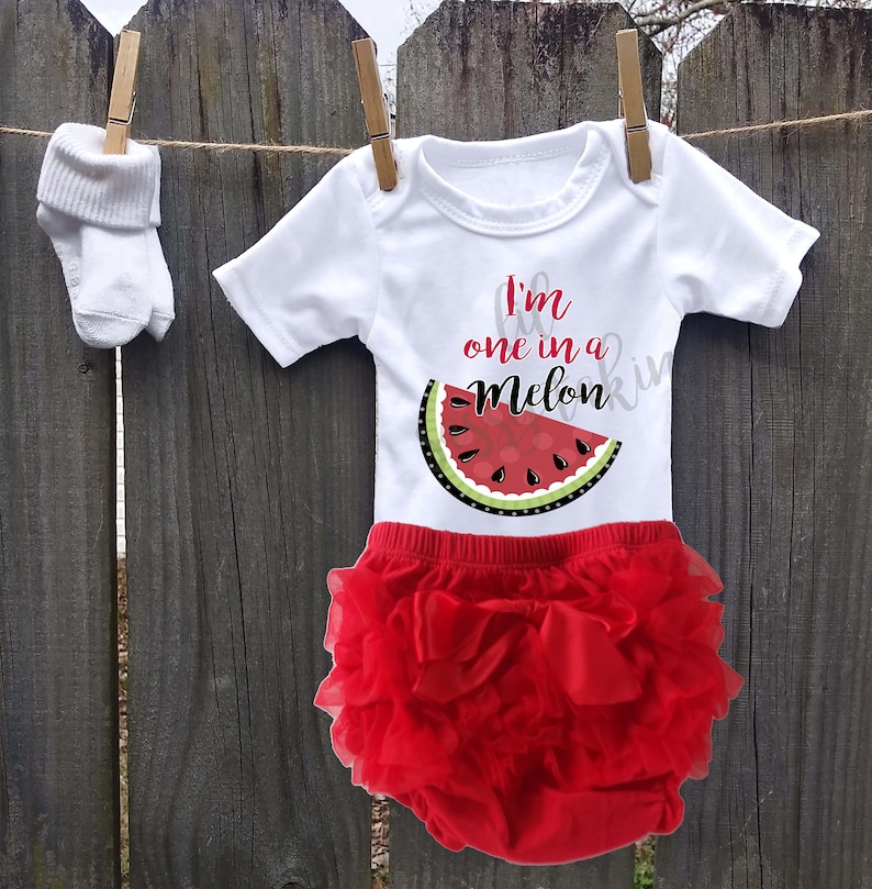cute summer country watermelon I/'m one in a melon bodysuit new baby girl clothes baby announcement going home outfit