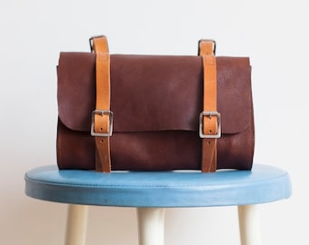 Leather saddlebag/handlebar bag/bicycle frame bag - handmade
