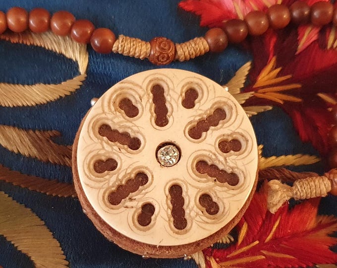 Antique pin cuhsion or pin wheel with wrist band, Victorian English