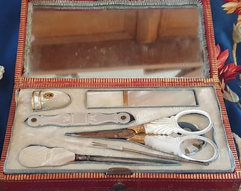 Palais Royal Sewing Etui, Antique Mother of Pearl Sewing Tools