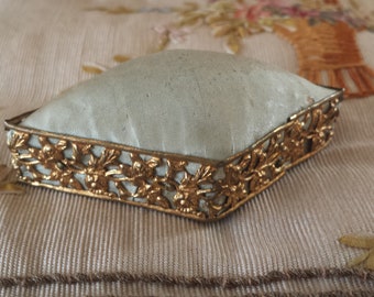 Gilt pin cushion, antique French