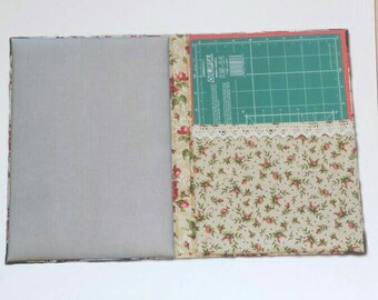 DIY kit quiltfile, quilting supply, fabric covered cartonnage incl. OLFA cutting mat