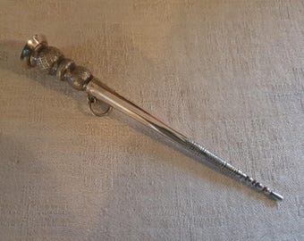 Hallmarked silver knitting needle sheath, antique Dutch, 19th century