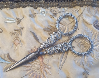 Antique silver embroidery scissors