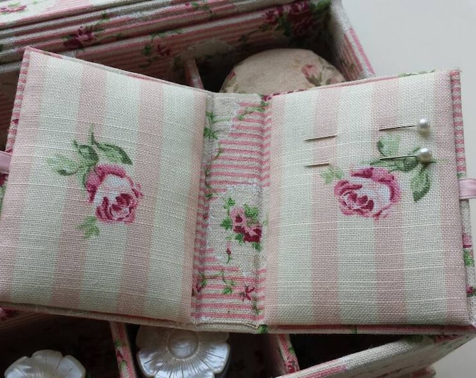 DIY kit for two needle cases, needle keepers or needle books, fabric covered cartonnage