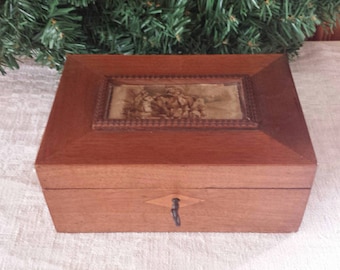 Boîte à coudre antique ou boîte de travail, anglais, avec contenu original, victorien
