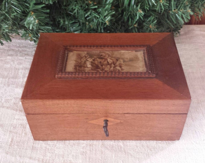 Antique sewing box or work box, English, with original content, Victorian