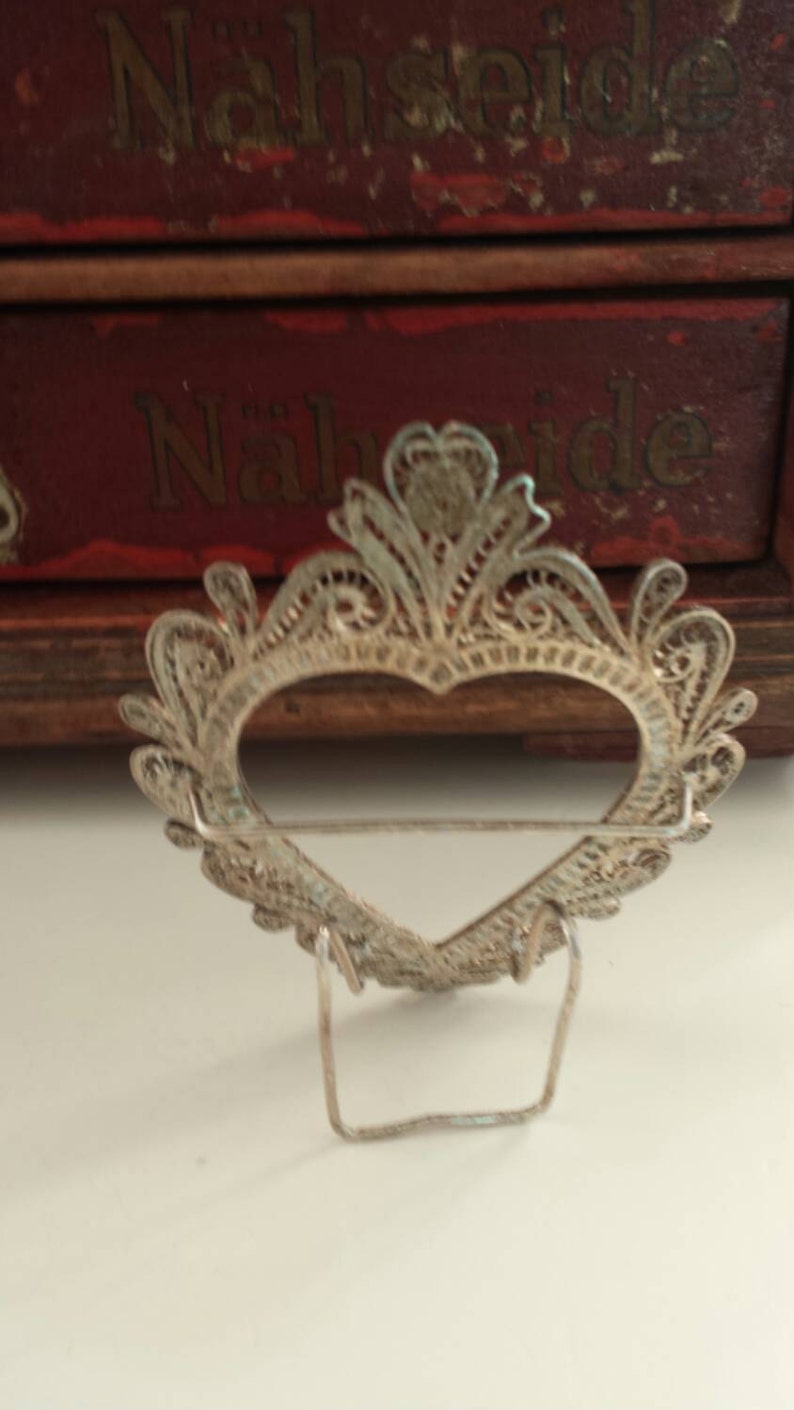 Silver Picture Frame Heart Shaped Filligree Etsy Denmark