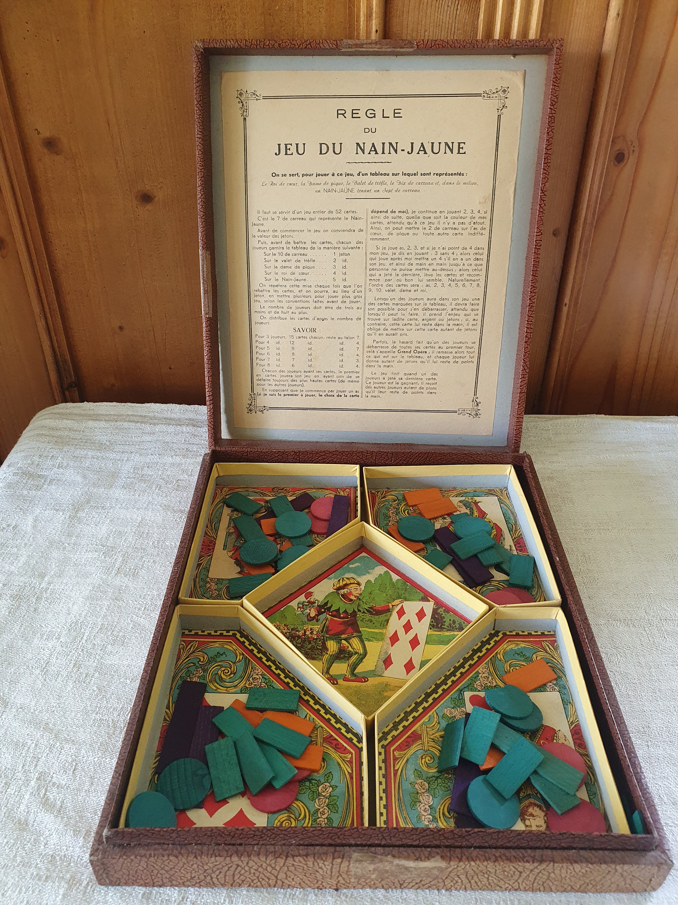 Nain Jaune, Game With Tokens, Antique French 