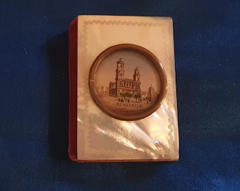 Mother of pearl needle case or needle book, antique French