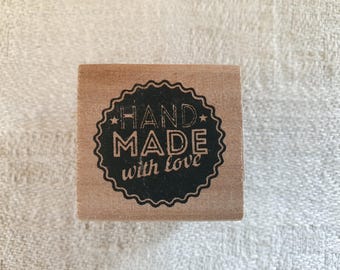 Small wooden stamp Handmade with love