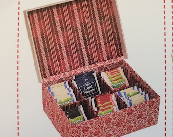 DIY kit tea box for making a fabric cartonnage or cardboard tea storage box