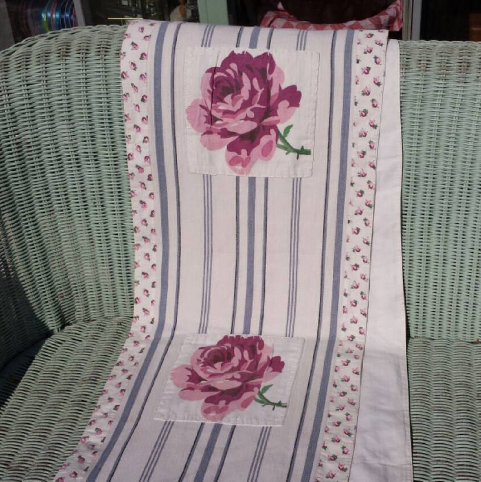 Table runner with roses vintage Laura Ashley Etsy
