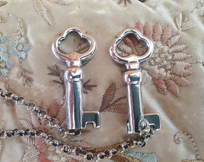 Knitting Needle Guards, Antique Dutch Silver, Keyshaped Etsy