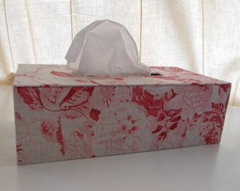 DIY kit tissue box  9.3" x 7.7" x 3" (23,7 x 12 x 7,7 cm), fabric covered cartonnage