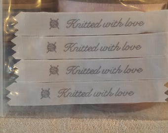 Labels for handmade items - East of India - knitted - designed - stitched with love - set of 4