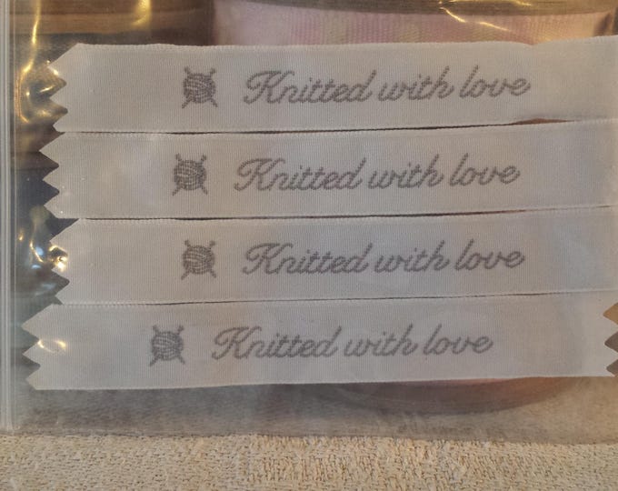Labels for handmade items - East of India - knitted - designed - stitched with love - set of 4