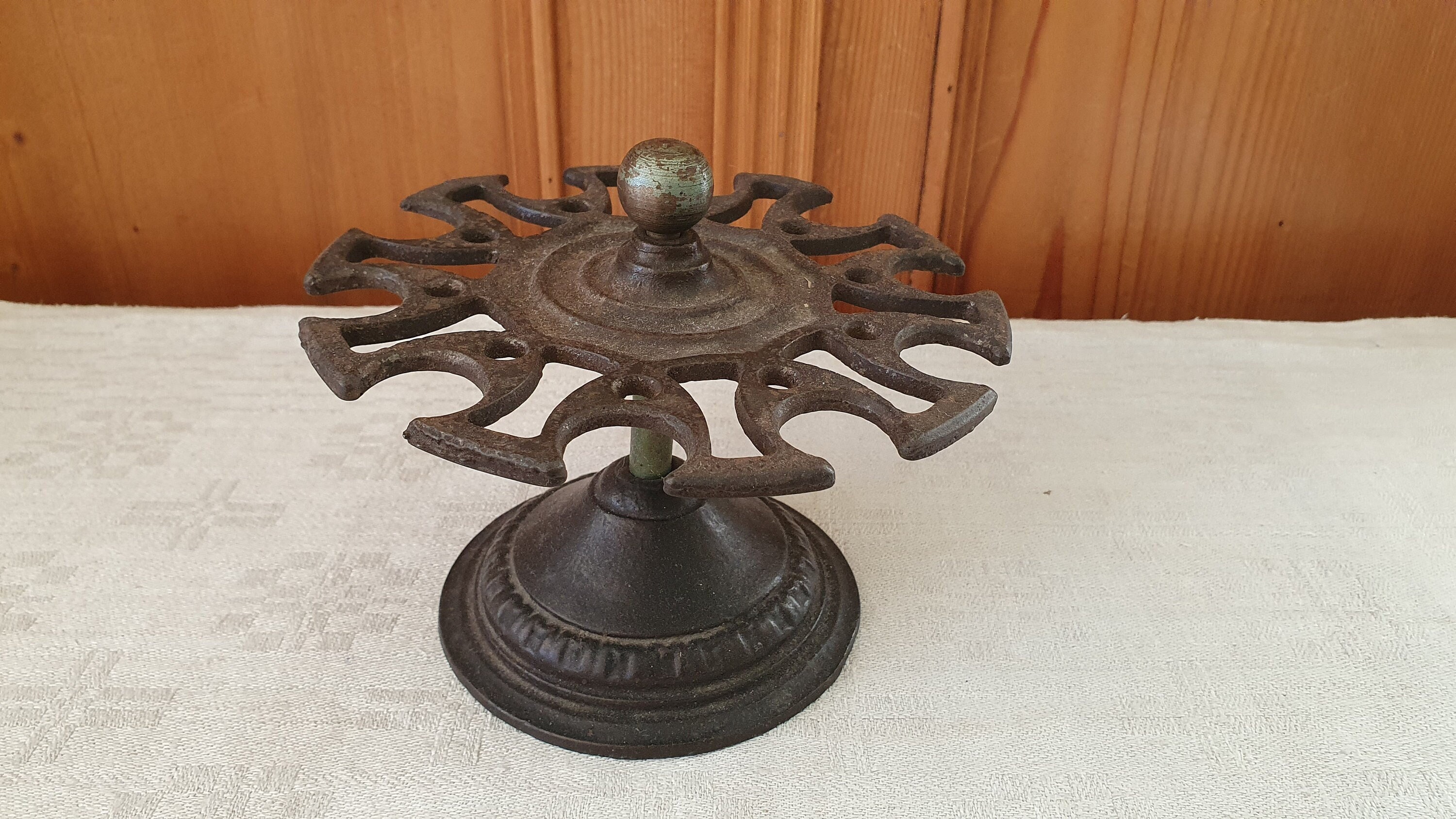 Ornate Cast Iron Antique Vintage c.1900 Revolving Rubber Stamp Holder  Carousel