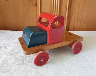 Wooden toy truck, wooden truck, push truck, vintage Jumbo