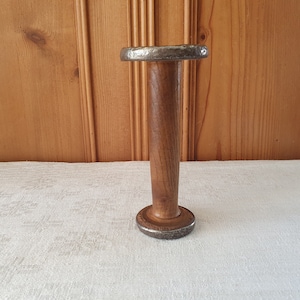 Large wooden mill spool or bobbin, antique French