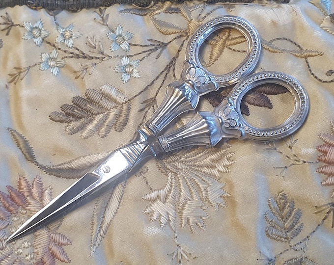 Antique silver embroidery scissors